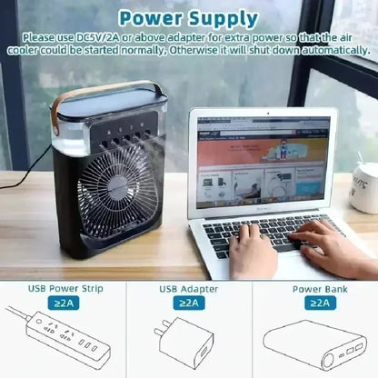 2025 New Portable Three in One Desktop Fan Air Conditioner Household Small Air Cooler LED Night Light Humidifier Household Fan