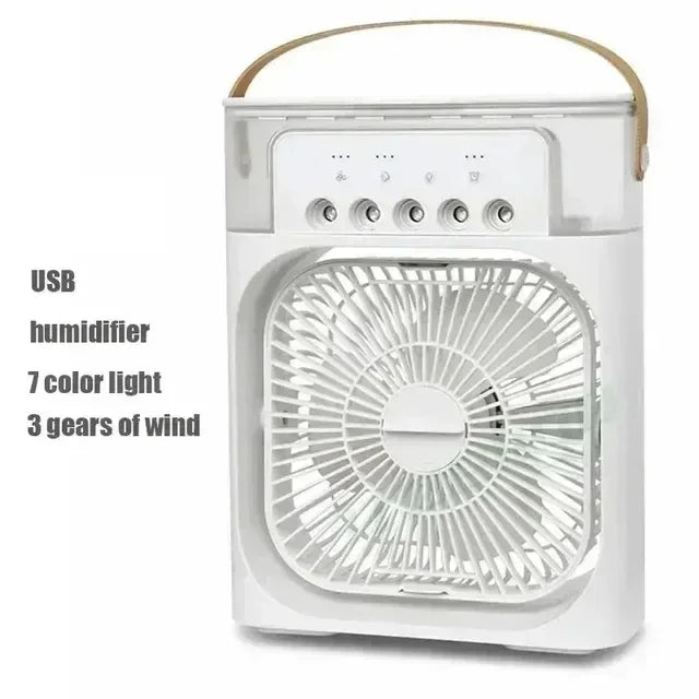 2025 New Portable Three in One Desktop Fan Air Conditioner Household Small Air Cooler LED Night Light Humidifier Household Fan