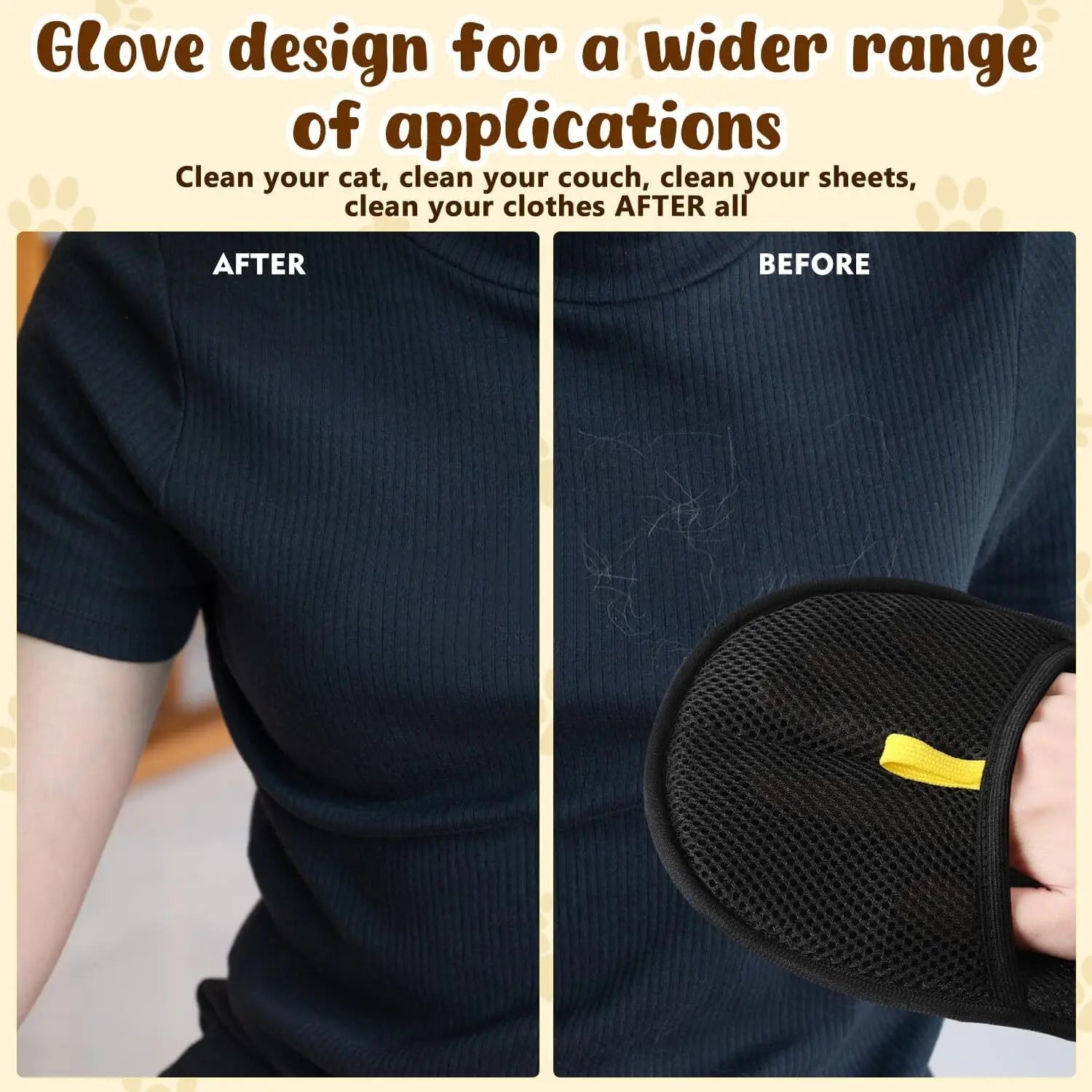 2025 Pet Hair Remover Glove Double-Sided Fur Gloves Cat Dog Fur Magnet Gloves for Washing Deshedding Cleaning Carpets Sofas