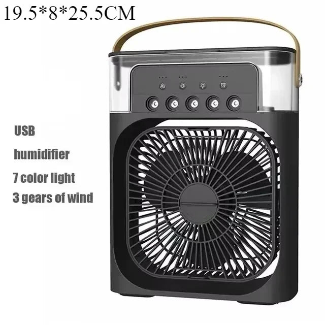 2025 New Portable Three in One Desktop Fan Air Conditioner Household Small Air Cooler LED Night Light Humidifier Household Fan