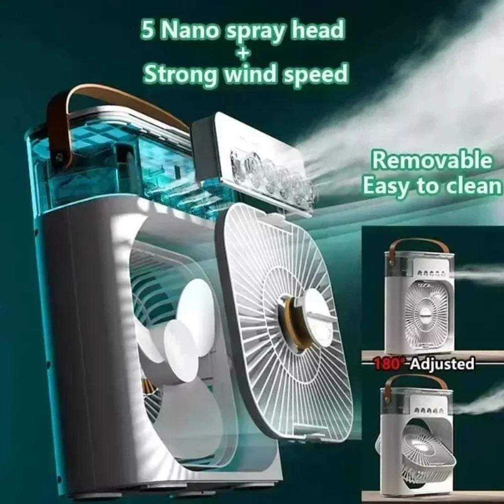 2025 New Portable Three in One Desktop Fan Air Conditioner Household Small Air Cooler LED Night Light Humidifier Household Fan